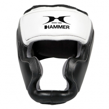 Hammer hoofdbeschermer leer zwart/wit